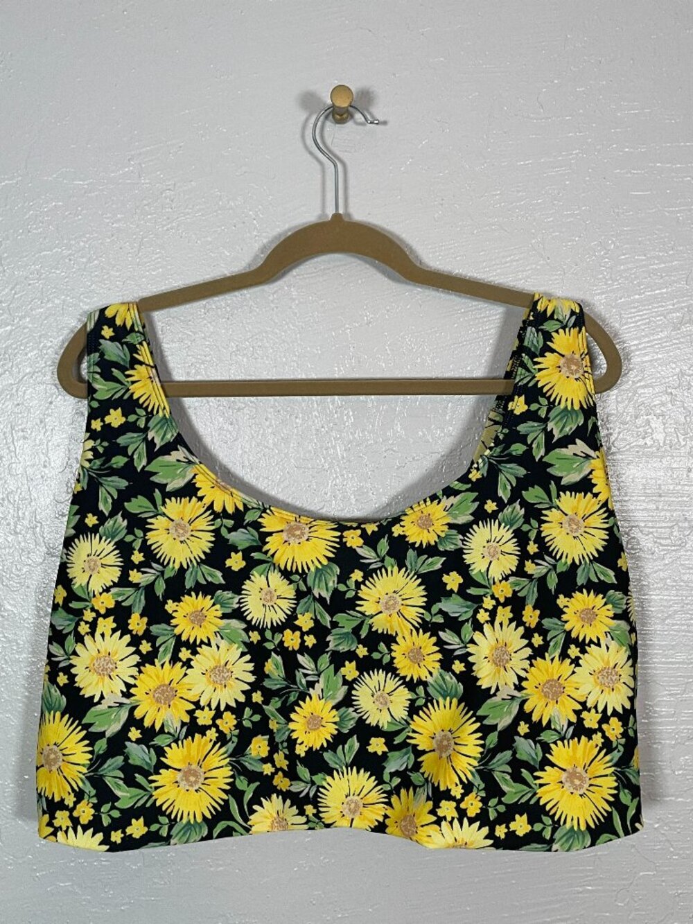 Old Navy Women Plus Size 3X Black Yellow Daisy Floral Bikini Top Padded